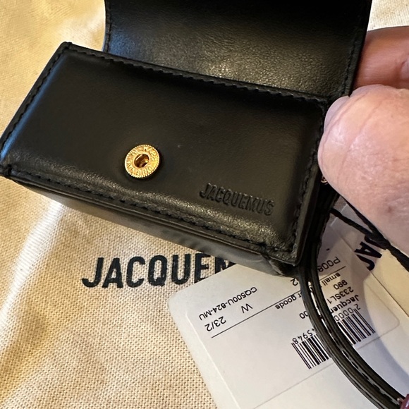 New with Tag! $385 Jacquemus Black Leather Mini Bag Le Porte Bambino Wristlet - Picture 9 of 12
